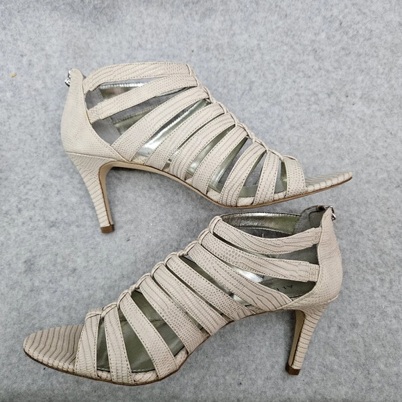 Alfani Menny City Sandal Strappy Beige Gladiator Heel Peep Toe Women's 8.5 - Picture 6 of 10